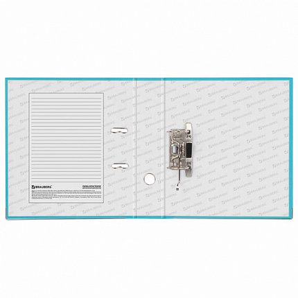 Папка-регистратор BRAUBERG с покрытием из ПВХ, 80 мм, с уголком, бирюзовая (удвоенный срок службы), 227198