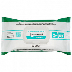 Дезинфицирующие салфетки бесспиртовые 90 шт., АЛМАДЕЗ-ОПТИМА, для обработки рук и поверхностей, САЛ-В-52