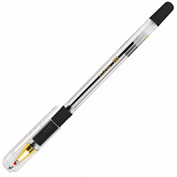 Ручка шариковая с грипом BRAUBERG "X-ONE", ЧЕРНАЯ, корпус прозрачный, узел 0,5 мм, линия письма 0,35 мм, 143988