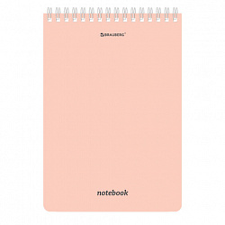 Блокнот А5 146х206 мм, 80 л., гребень, подложка, клетка, кросс-серия "МОРАНДИ", 4 цвета, BRAUBERG, 118553