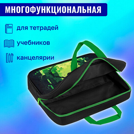 Папка на молнии с ручками BRAUBERG А4, 1 отделение, полиэстер, 80 мм, "Digital spider", 273303