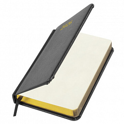 Ежедневник датированный 2026, МАЛЫЙ ФОРМАТ 100х150 мм, А6, BRAUBERG "Iguana", под кожу, черный, 117252