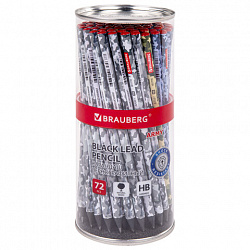 Карандаш чернографитный BRAUBERG "ARMY", 1 шт., HB, корпус ассорти, 181770