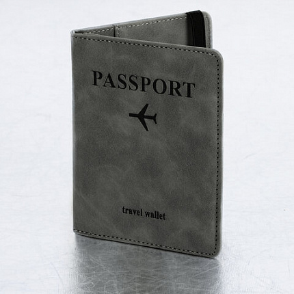 Обложка для паспорта и документов с защитой от считывания, 9 карманов, резинка, экокожа, серая, BRAUBERG, 238749