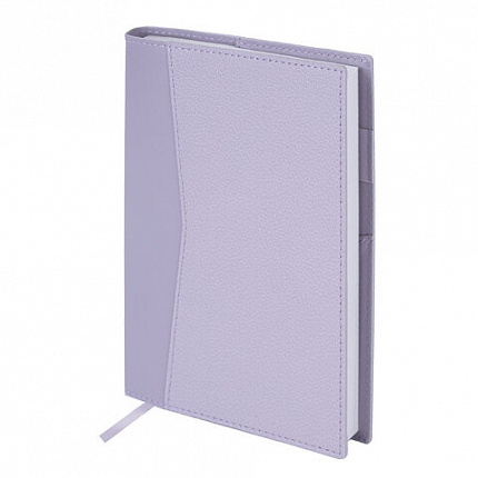 Ежедневник недатированный В6 130х185мм BRAUBERG "Gleam", под кожу, 160л, сиреневый, 116221