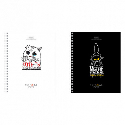 Тетрадь А5, 80 л., HATBER, гребень, клетка, обложка картон, "Проект "Капланопись"_Выпуск №2" (микс), 090633, 80Т5В1гр