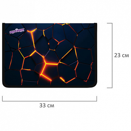 Папка для труда на молнии ЮНЛАНДИЯ А4, 1 отделение, откидная планка, органайзер, "Volcano split", 273394