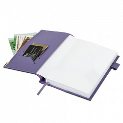 Ежедневник недатированный А5 145х220 мм, BRAUBERG "Zipline" под кожу, карман-молния,160 л., фиолетовый, 116249