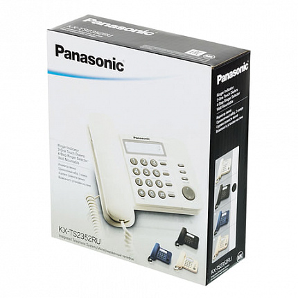 Телефон PANASONIC KX-TS2352RUB, черный, память 3 номера, повторный набор, тональный/импульсный режим, индикатор вызова