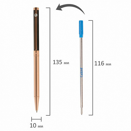 Ручка подарочная шариковая GALANT "ASTRON", корпус черный с золотом, детали золотистые, узел 0,7 мм, синяя, 143525