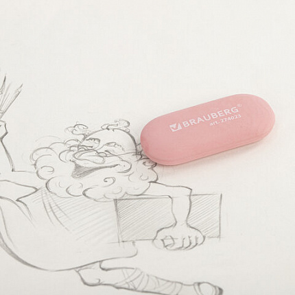 Ластик BRAUBERG "PASTEL OVAL", 50х23х10 мм, цвета ассорти, овальный, 274023