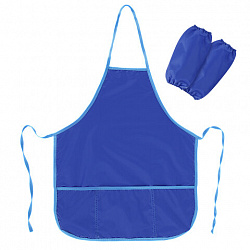 Фартук с нарукавниками для уроков труда ПИФАГОР, 3 кармана, стандартный размер, 44x55 см, синий, 273754