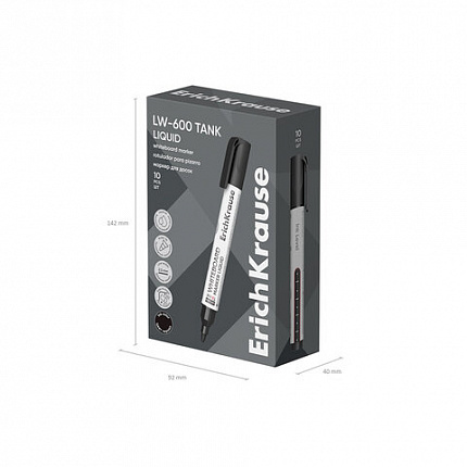 Маркер стираемый для доски с жидкими чернилами ERICH KRAUSE LW-600 "Tank Liquid", ЧЕРНЫЙ, 2,5 мм, 48774