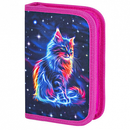 Пенал BRAUBERG, 1 отделение, полиэстер, 21х14 см, "Space cat", 273518