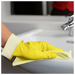 Перчатки VILEDA "Контракт" латексные, МНОГОРАЗОВЫЕ, х/б напыление, размер S (малый), желтый, 174321