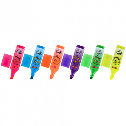 Текстовыделитель мини с принтами BRAUBERG "NEON", АССОРТИ В ПЛАСТИКОВОЙ БАНКЕ, 1-5 мм, 152535