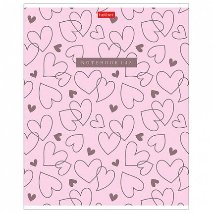 Тетрадь обложка пластик, А5 48 л., скоба, клетка, HATBER, "LOVE IS..." (микс в спайке), 092371, 48Т5В1пл