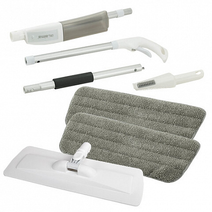 Швабра с распылителем UltraSpray Z, 2 насадки из микрофибры с плоским ворсом, скребок, LAIMA, 609145