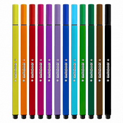 Фломастеры ЮНЛАНДИЯ "ДОМИКИ", 12 цветов, трехгранные, вентилируемый колпачок, картон, 152182