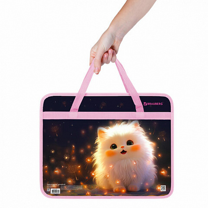 Папка на молнии с ручками BRAUBERG А4, 1 отделение, пластик, 80 мм, "Tiny beauty", 273367