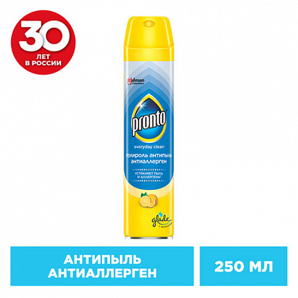 Полироль для мебели 250 мл, PRONTO "Антипыль" Антиаллерген, аэрозоль, 864904