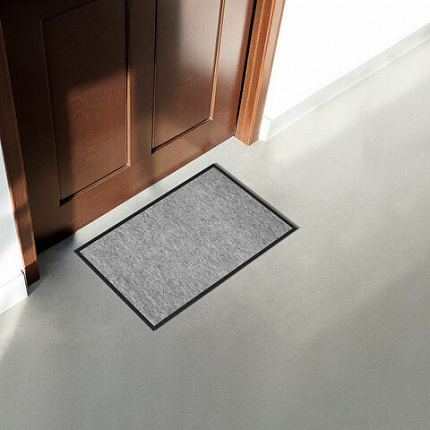 Коврик придверный 40х60 см, СЕРЫЙ, влаго-грязезащитный, 300 г/м2, мелкий рубчик, PRIMILA (ПРИМИЛА) STANDARD, 701018