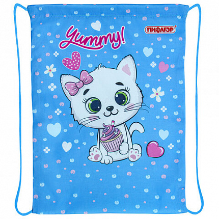 Мешок для обуви ПИФАГОР, 1 отделение, 40х32 см, "Yummy cupcake", 271603