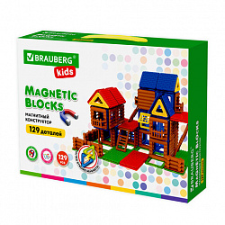 Магнитный конструктор MEGA MAGNETIC BUILD BLOCKS-129 "Построй дом", 129 деталей, BRAUBERG KIDS, 663850