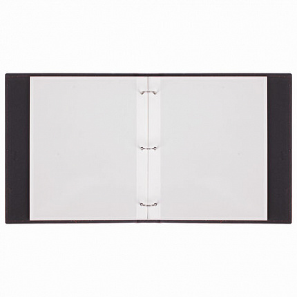 Фотоальбом BRAUBERG на 20 магнитных листов, 23х28 см, под гладкую кожу, на кольцах, коричневый, 390492