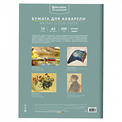 Папка для акварели БОЛЬШАЯ А3, 10 л., 200 г/м2, 297х420 мм, BRAUBERG АКАДЕМИЯ, "Летний натюрморт", 117741