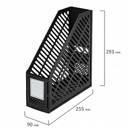 Лоток вертикальный для бумаг BRAUBERG "Office-Expert", 90 мм, сетчатый, сборный, черный, 238019
