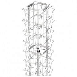 Стойка напольная для рекламных материалов (188х54х54 см), на 32 лотка, сетчатая, вращающаяся, белая, А-29-ТМ