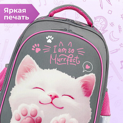 Ранец BRAUBERG KIDS STANDARD, 2 отделения, "Кот-мурлыка", 36х28х14 см, 274427