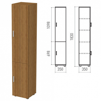 Шкаф закрытый "Канц", 350х350х1830 мм, цвет орех пирамидальный (КОМПЛЕКТ)
