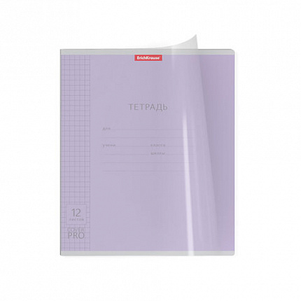 Тетрадь обложка пластик, 12 л. клетка, ERICH KRAUSE "CoverPro", микс в спайке, 56338