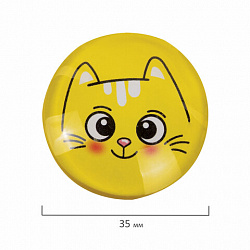 Магниты стеклянные 35 мм для досок магнитно-маркерных, НАБОР 6 шт., "3D Коты", BRAUBERG KIDS, круглые, блистер, 272516