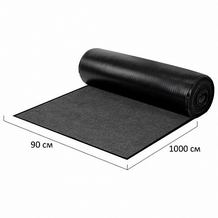 Коврик ДОРОЖКА 0,9х10 м, СЕРЫЙ, влаго-грязезащита, 430 г/м2, ребристая, LAIMA EXPERT, 701043