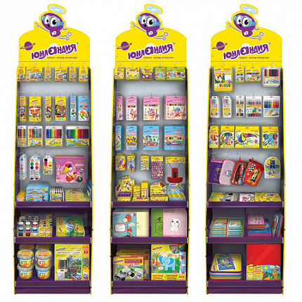 Стойка для размещения товара напольная УСИЛЕННАЯ ЮНЛАНДИЯ, 200х60х40 см, 3 полки, 25 крючков, 504345