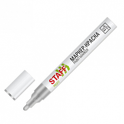 Маркер-краска лаковый (paint marker) 2-4 мм, СЕРЕБРИСТЫЙ, НИТРО-ОСНОВА, STAFF PROFIT, для любых поверхностей, 152580