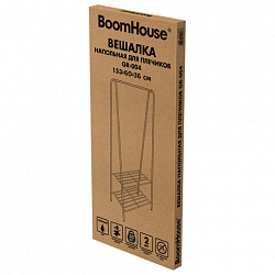 Вешалка для плечиков BOOMHOUSE GR-004 (в1530*ш600*г360мм), 2 полки, металл, черная, 701439