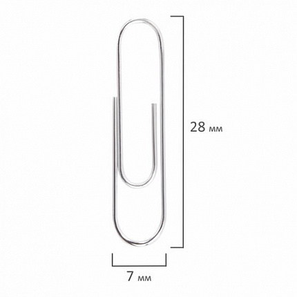 Скрепки ЭКСТРА ОФИСМАГ 28 мм никелированные 100 штук, 271315