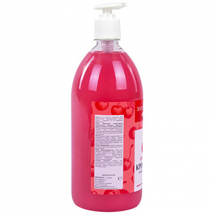 Мыло-крем жидкое 1 л, ЗОЛОТОЙ ИДЕАЛ "Спелая вишня", дозатор, 609428