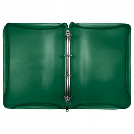 Папка объемная на молнии пластиковая на 4 кольцах, 35 мм, А4, BRAUBERG PIXEL,темно-зеленая, 0,7 мм, 273079