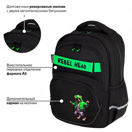 Рюкзак BRAUBERG MOTION, 2 отделения, 3 кармана, "Be cool", 41х28х17 см, 273116