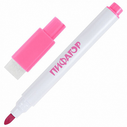 Маркеры стираемые 2 мм для белой доски и планера со стирателем НАБОР 8 ЦВЕТОВ, ПИФАГОР, 152566