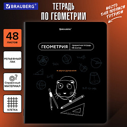 Тетрадь предметная МЕМЫ 48 л., TWIN-лак, ГЕОМЕТРИЯ, клетка, подсказки, BRAUBERG, 405101