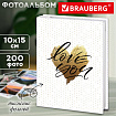 Фотоальбом с заметками BRAUBERG "Love you" на 200 фото размером 10х15 см, твердая обложка с тиснением фольгой, подарочный бокс, 391430