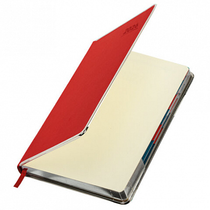 Ежедневник датированный 2026 А5 148х218 мм, GALANT "Infinity Silver", под кожу, красный, 117497