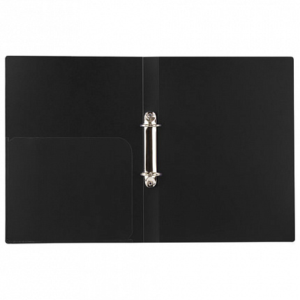 Папка на 2 кольцах BRAUBERG "Стандарт", 25 мм, черная, до 170 листов, 0,8 мм, 221616