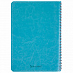 Бизнес-тетрадь на гребне А5 148x218 мм, BRAUBERG "Office PRO", под кожу, клетка, 80 л., бирюзовая, 111043
